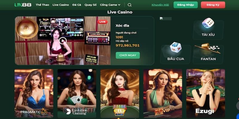 Giao diện Uk88 đẹp, tốc độ lướt game mượt mà