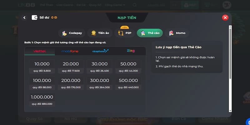 Phương thức gửi tiền đa dạng